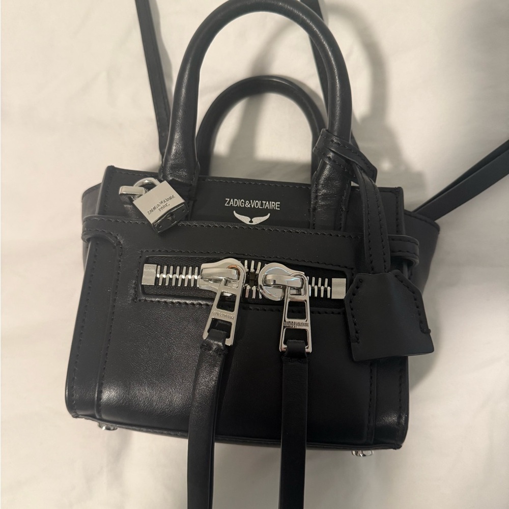 Zadig & Voltaire Candide Nano Zip in Smooth Black
